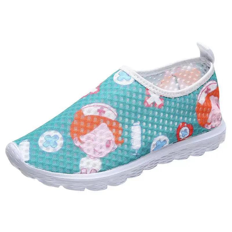 Женские мокасины с рисунком медсестры и доктора, женские кроссовки, легкая сетчатая повседневная обувь, летние дышащие балетки Zapatos