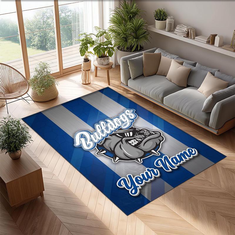 Canterbury-Bankstown Bulldogs Crystal Velvet Rug, Custom Name Text Personalized Non‑Slip Floor Mat for Home Decor Gift