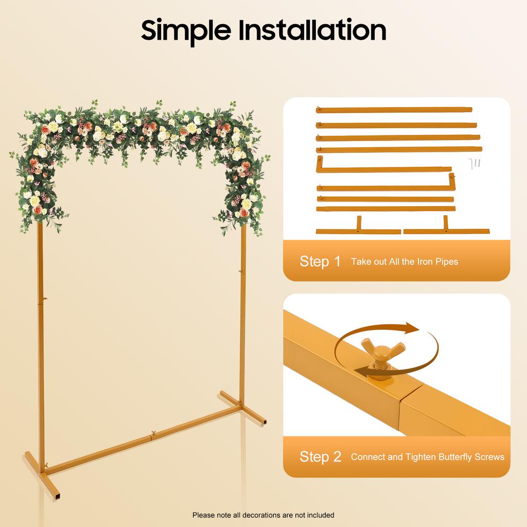 Large 6.6FT Gold Wedding Arch Stand Iron Backdrop for Wedding Party DIY Decor Anniversary Photo Booth