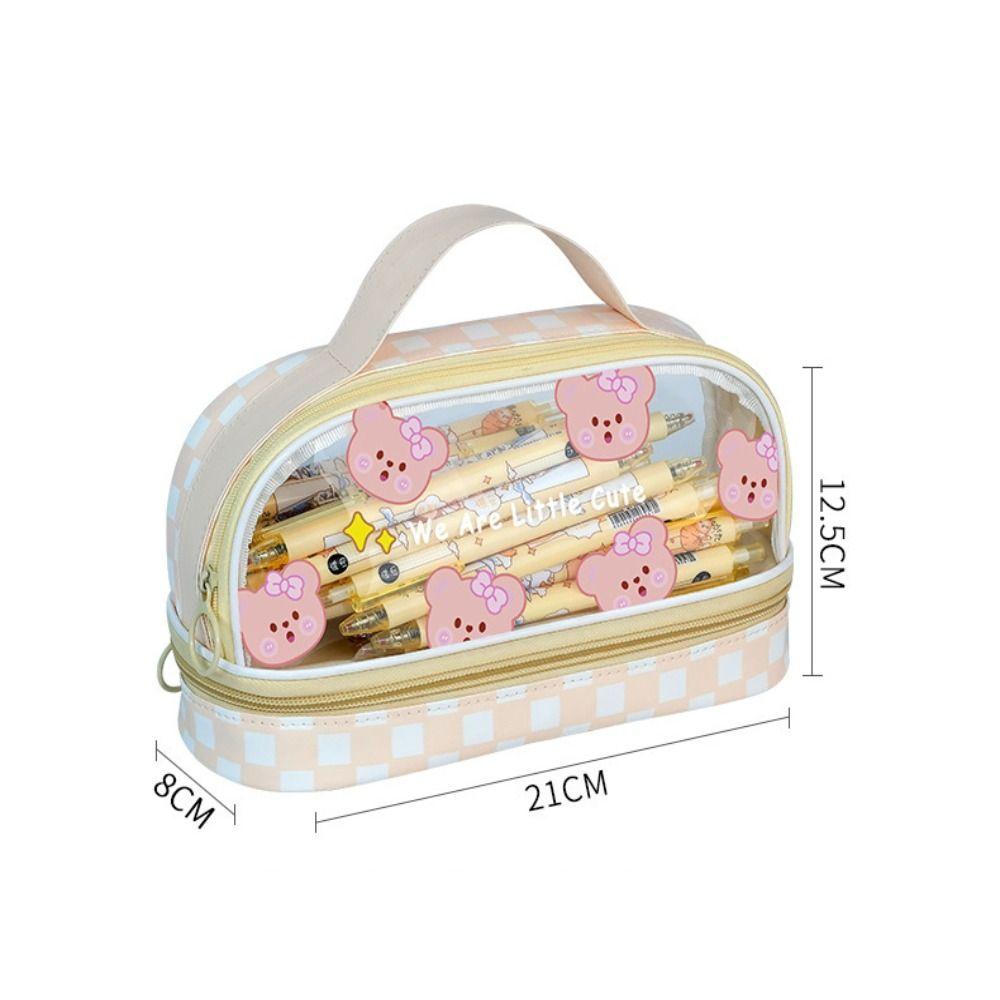 Прозрачная сумка для ручек из ПВХ, сумка для хранения ручек, милый органайзер для канцелярских принадлежностей для студентов