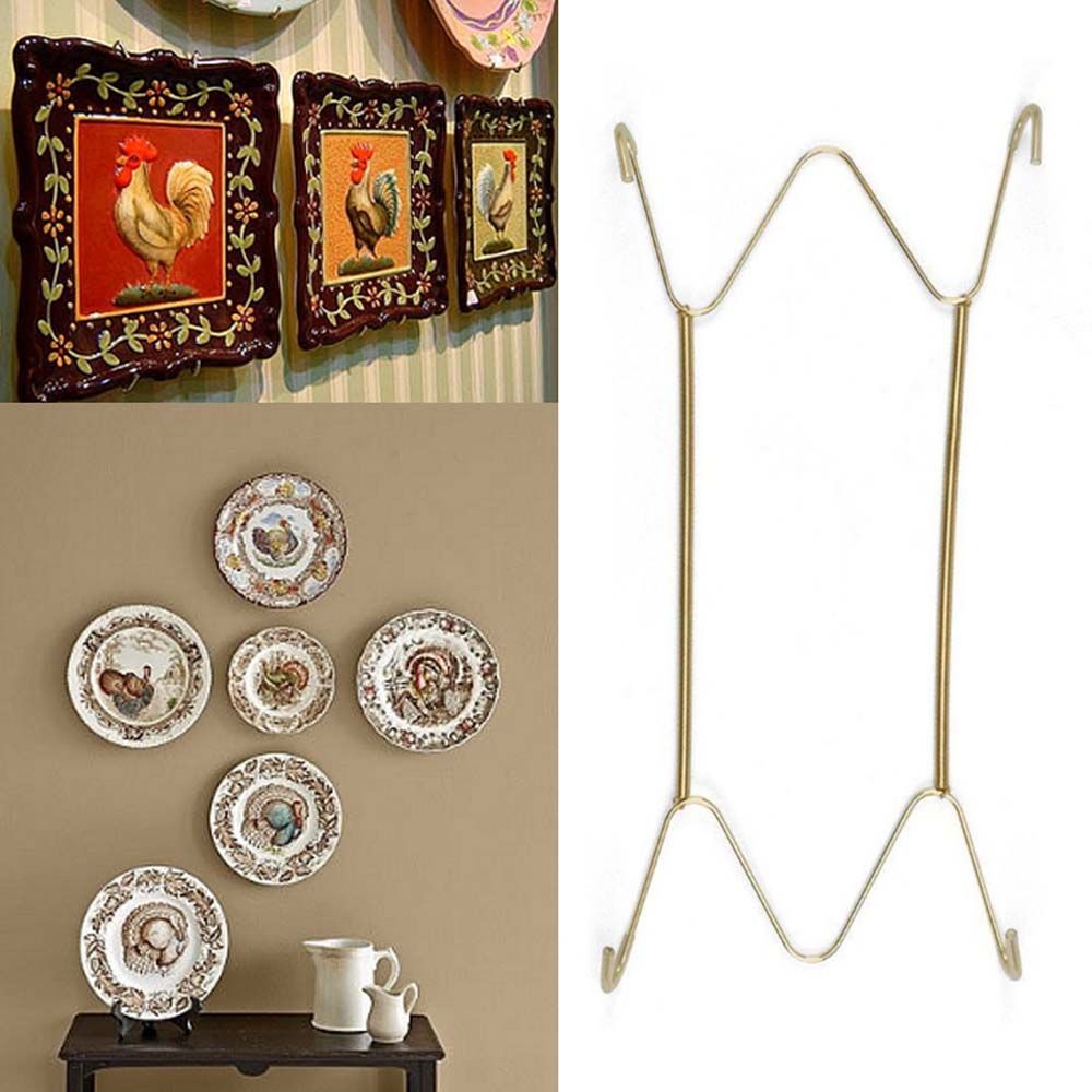 Metal W Type Fixed Art Home Decor Invisible Hook Dish Spring Holder Decoration Crafts Plate Dish Hanger Securing clip