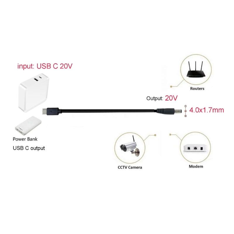 Кабель-преобразователь Type C USB C в 20 В, блок питания, кабель USB C с разъемом 4.0x1.7 мм, адаптер для ноутбука