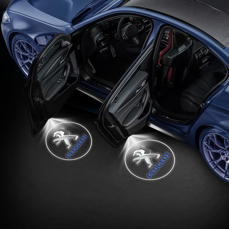 2026 Горячая Автомобильная Наклейка Светодиодный Значок Двери Автомобиля Лампа Приветствия Беспроводной Лазерный Проектор Автоаксессуары Для Peugeot 206 207 208 30