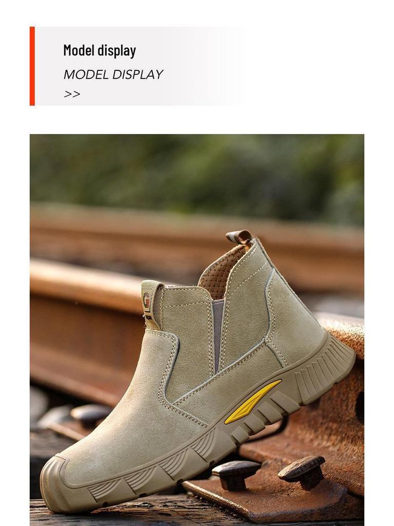 Мужские защитные сварочные ботинки со стальным подноском - Легкие, дышащие, с защитой от запаха, износостойкие, с мягкой подошвой и защитой от проколов.