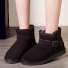 Новая осенне-зимняя обувь с добавлением бархата и утолщений, женская обувь из коровьей кожи для тепла, зимняя хлопковая обувь, универсальные и повседневные ботинки
