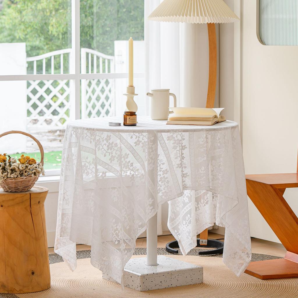 Pure White Lace Dining Table Cloth Type North Pastoral Coffee Table Mat Photo Background Decorative Cover Cloth