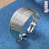 925 Sterling Silver Open Multi Line Ring Fashion Wedding Jewelry