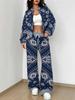 Splicing autumn and winter new European and American women's clothing retro pattern printing suit women