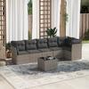 7 Piece Garden Sofa Set with Cushions Gray Poly Rattan