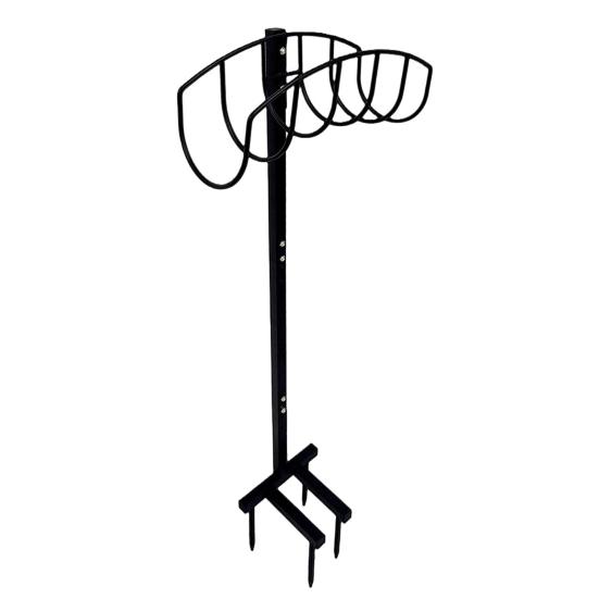 Держатель садового шланга с 4 шипами Прочная металлическая подставка снаружи Съемная катушка для шланга