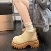 Small Muffin Thick-soled Heightening Short Boots Gentle Wind Lace Lapel Round Head Martin Boots Women's Winter New Models