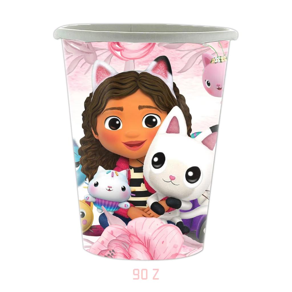 Gabby Dollhouse Birthday Party Decoration Gabby Tableware Bracelets Stikers Cake Topper Balloons For Kids Party Gift Photo Booth