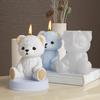 Diy Smiling Teddy Bear Silicone Candle Mold 3D Animal Soap Resin Craft Plaster Making Kit Handmade Ice Cube Mold Home Decor Gift
