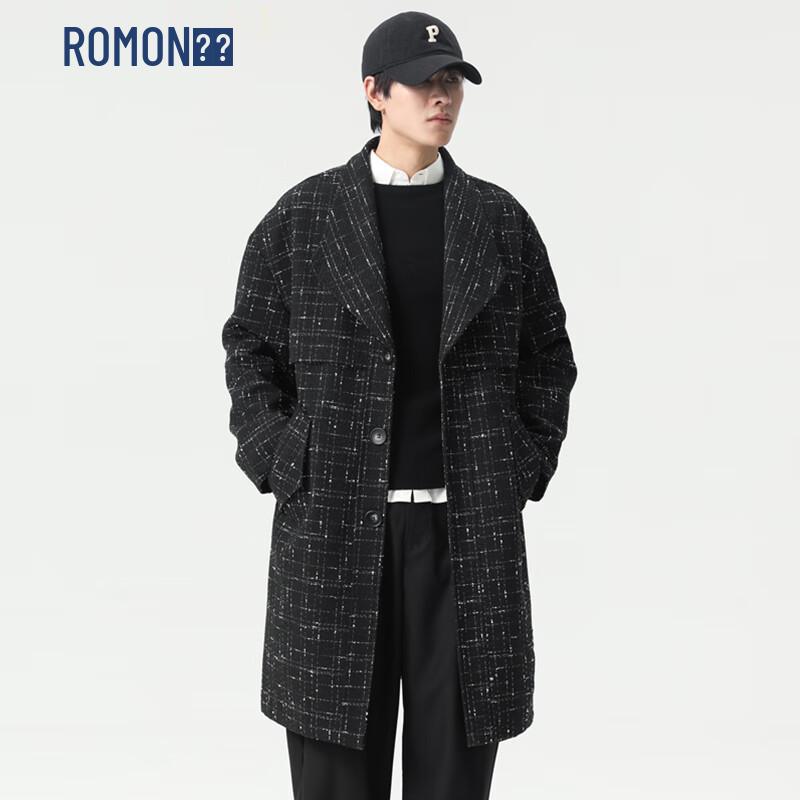 ROMON Мужское клетчатое пальто-тренч средней длины в стиле business casual