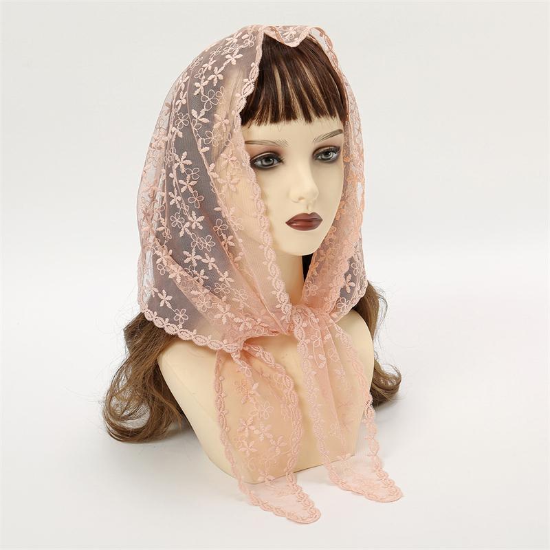 Women Lace Triangle Scarf Sweet Girls Sunscreen Scarf Spring Summer French Beach Style Hair Tie Vintage Female Lady Muslim Hijab