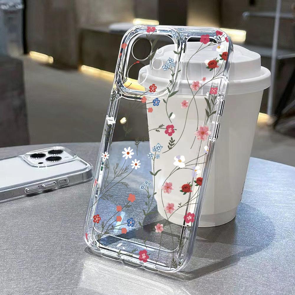 Силиконовый чехол с цветами для IPhone 16 16e 17 15 14 13 12 11 Pro Max Чехол 17Air 14 Plus Прозрачный силиконовый мягкий чехол