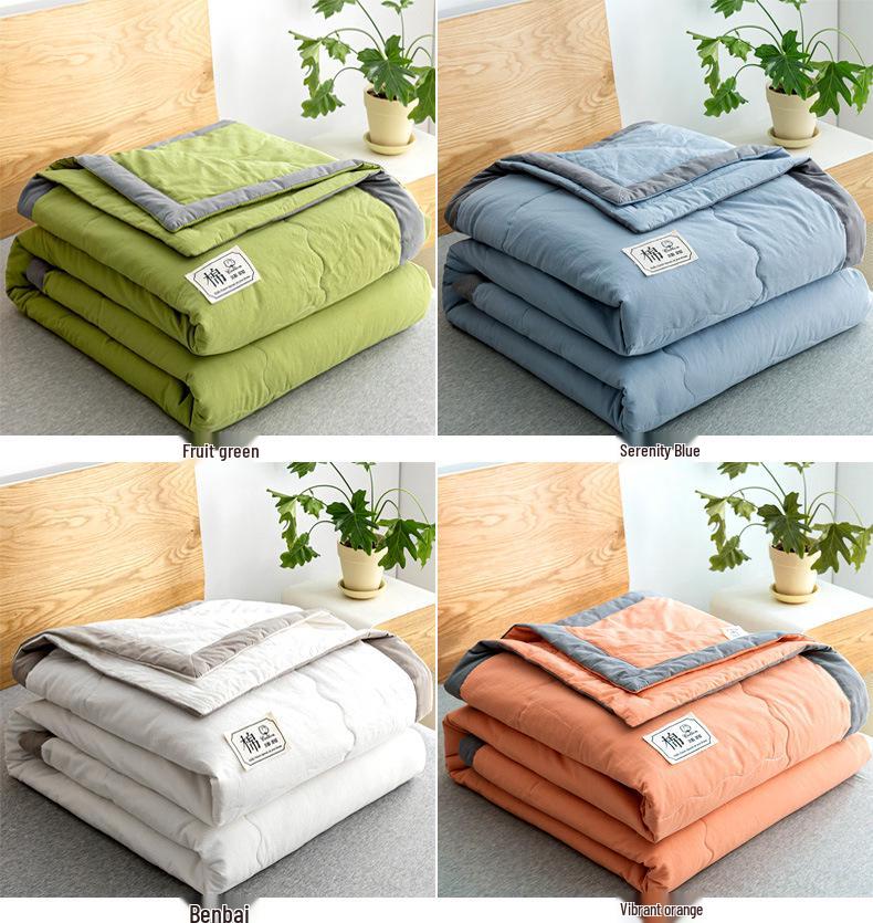 Стиганое одеяло из чистого хлопка - Мягкое, Легкое, Дышащее, Идеально для лета, Доступно в односпальном и двуспальном размерах.