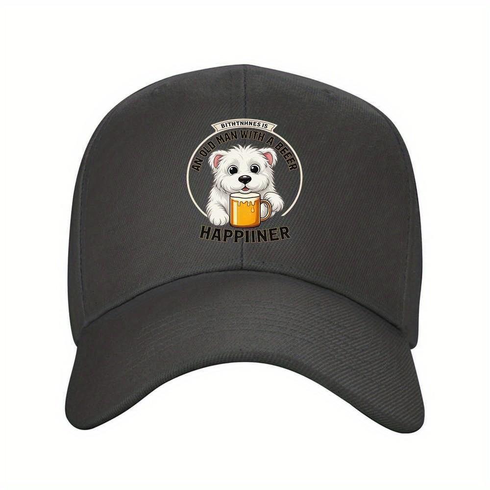 Samoyed Beer Lover Baseball Cap Cute Dog Graphic Adjustable Outdoor Casual Hat