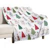 Swedish Minimalist Christmas Trees Pattern - Classic Red and Green Throw Blanket Decorative Bed Covers Blankets