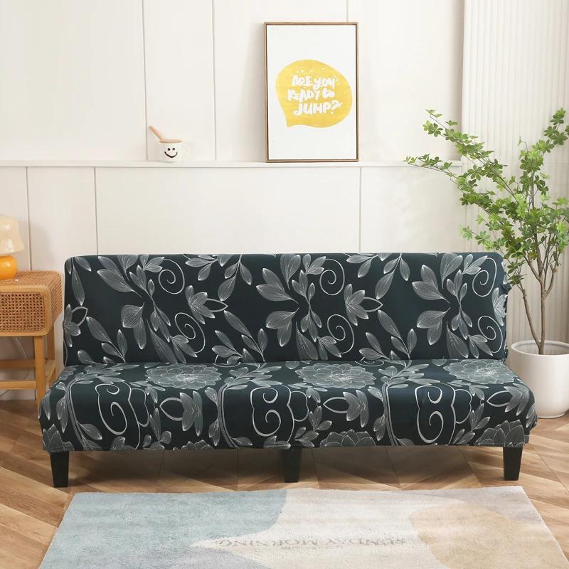 LANMOLIFE Безрукавный чехол для дивана-футона с принтом, эластичные чехлы для дивана, съемные, для чистки, чехлы для дивана из спандекса, подходят для домашнего декора