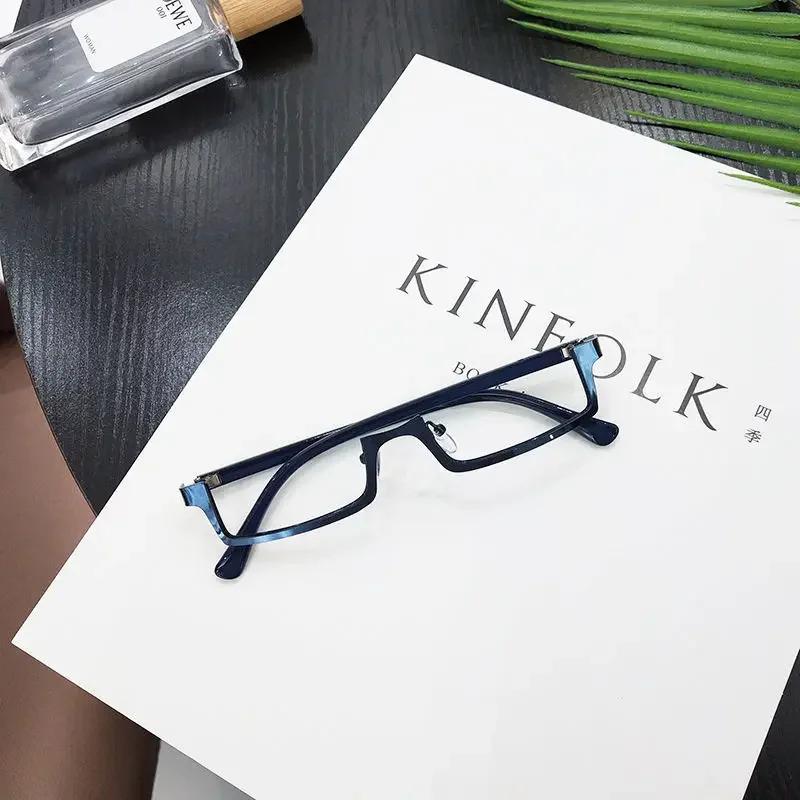 Women's Cool Half Frame Glasses Square Metal Eyewear No Lenses Fashion Unisex Stylish Personality Eyeglasses Frames