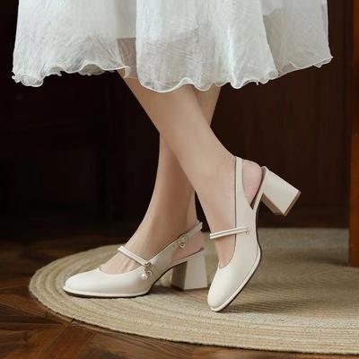 Босоножки Baotou женские лето 2025 новые толстый каблук фея ветер нежные Мэри Джейн высокий каблук одинарная обувь обувь для подружки невесты