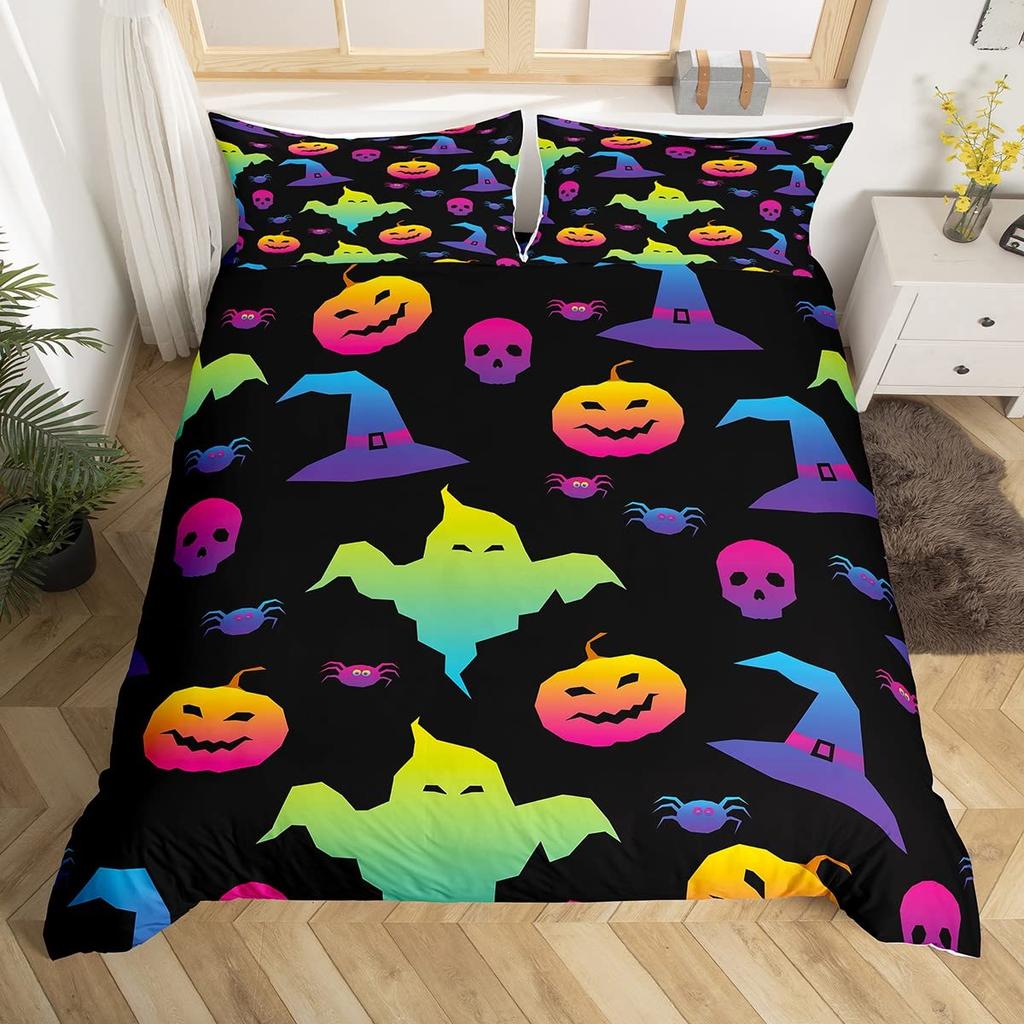 Хэллоуин Готика Черный Кот Король Королева Пододеяльник Блестящий Лунный Комплект постельного белья Ужасный Жуткий Пододеяльник Полиэстеровый Пододеяльник