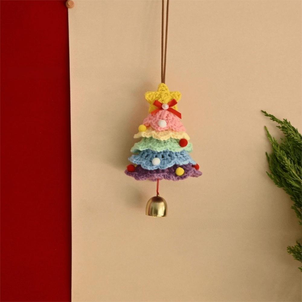 Wool Yarn Crochet Christmas Tree Plush Christmas Hanging Ornament Festive Decoration