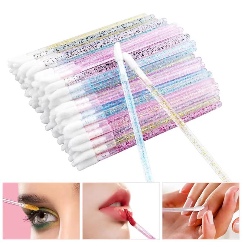 Disposable Crystal Rod Lip Brushes - 50 Pack: Portable Lipstick & Lip Gloss Applicators