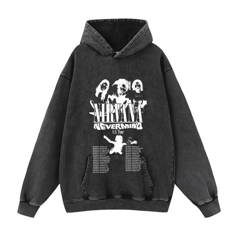 Oversized Washed Cotton Hoodie Men - Loose Fit Streetwear With Printed Graphic Casual Sweatshirt