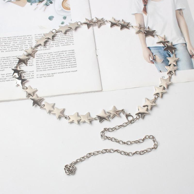 Винтажный женский поясной ремень, женский металлический пояс-цепочка со звездой и пентаграммой, пояс-цепочка с кисточками, женские декоративные украшения для тела