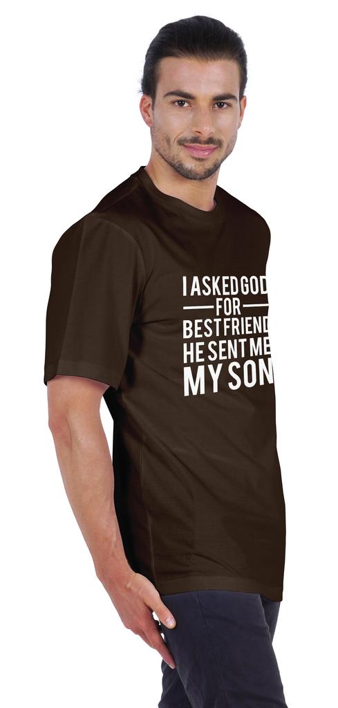 Inkmeso Men  S Graphic Printed   I Asked God For Best Friend He Sent Me My Son   Tshirt Crew Neck Tee For Father Son