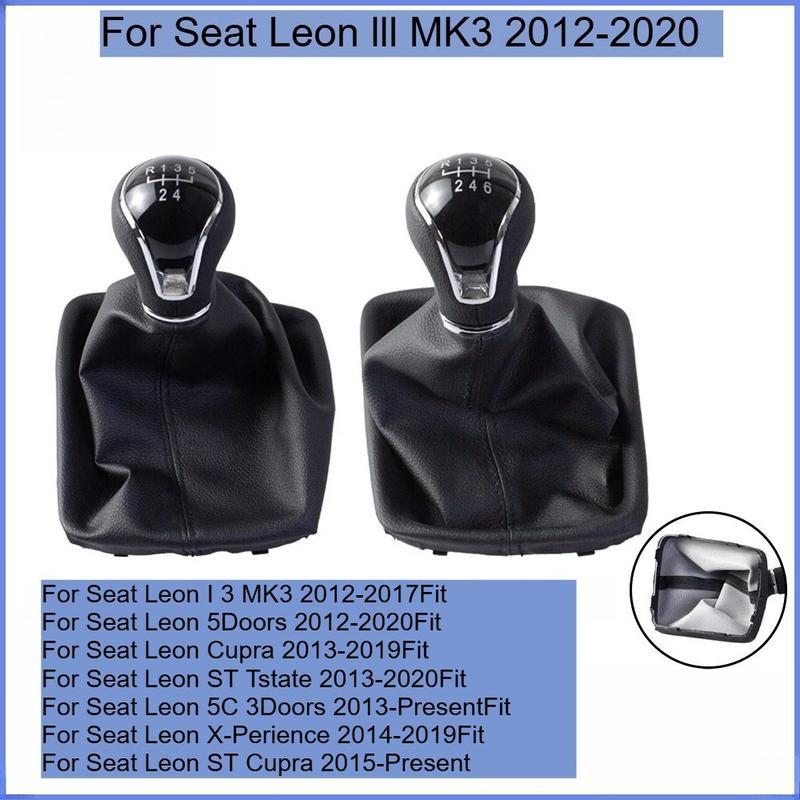 5/6 Speed For Seat Leon lll MK3 2012-2017 Car Gear Head Black Wire Dust Cover Shift Handball Gear Handle Interior Accessories