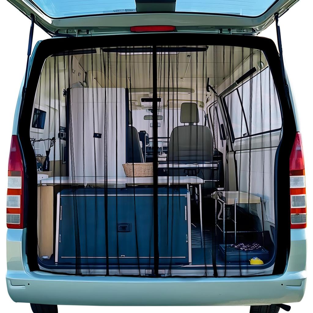 ZATOOTO Magnetic Car Insect Repellent Net for Toyota Side Door Insect Light Sliding Door Rear Gate Car Easy Mesh 1 Black Hiace, 140x160cm, Screen,
