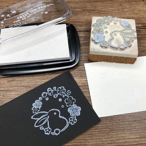 Металлический штемпельный коврик DIY Скрапбукинг Металлический коврик для чернил Жемчужный блеск Резиновые штампы Коврик для печати Печать Золотой Серебряный Черный Инструменты для штамповки