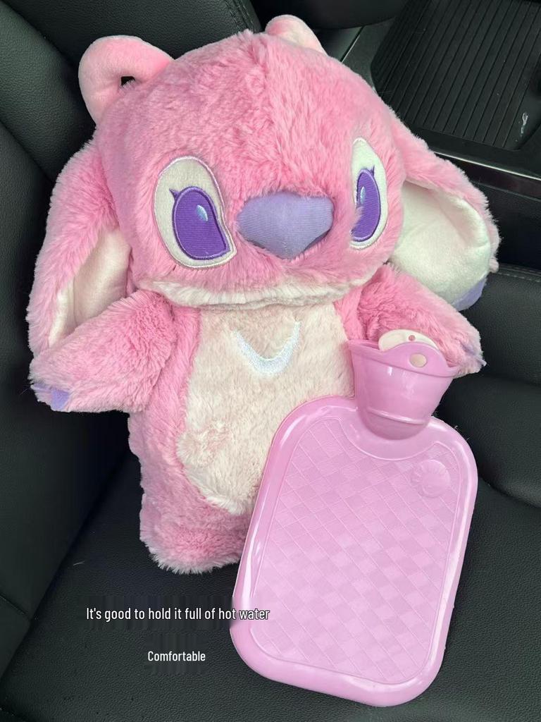 Stitch & Lotso Angel Plush Hand Warmer: Thickened Hot Water Bag for Warmth & Comfort