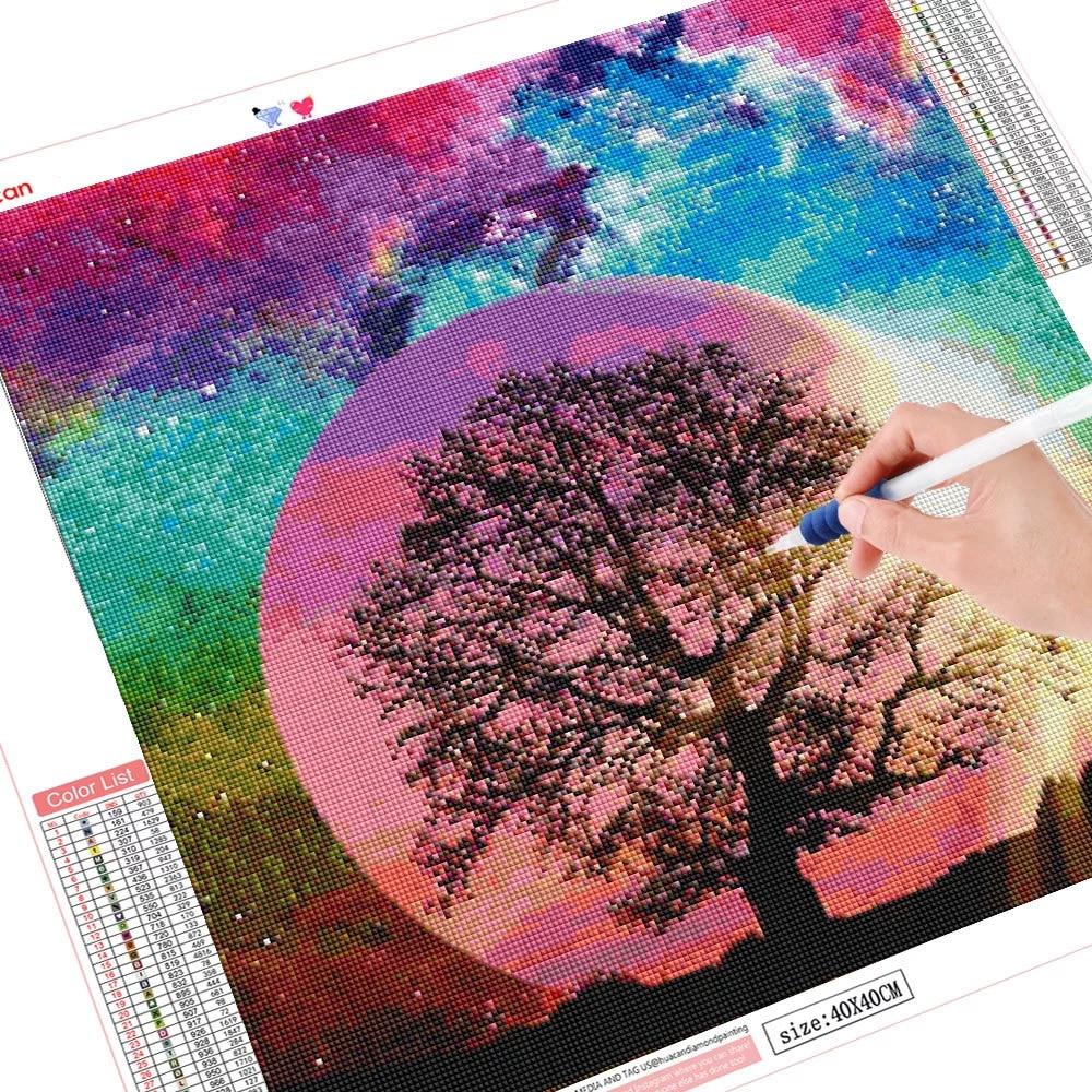 Алмазная картина, новый пейзаж, дерево, 5D DIY, Алмазная вышивка, распродажа, Луна, картины из стразов, мозаика, домашний декор