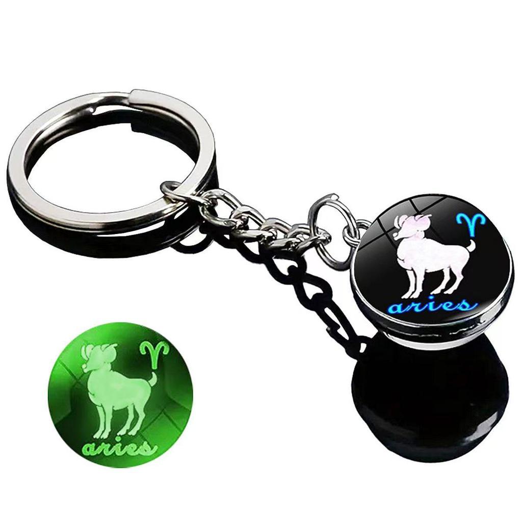 Spherical Luminous Crystal Zodiac Keychain - Virgo & Leo