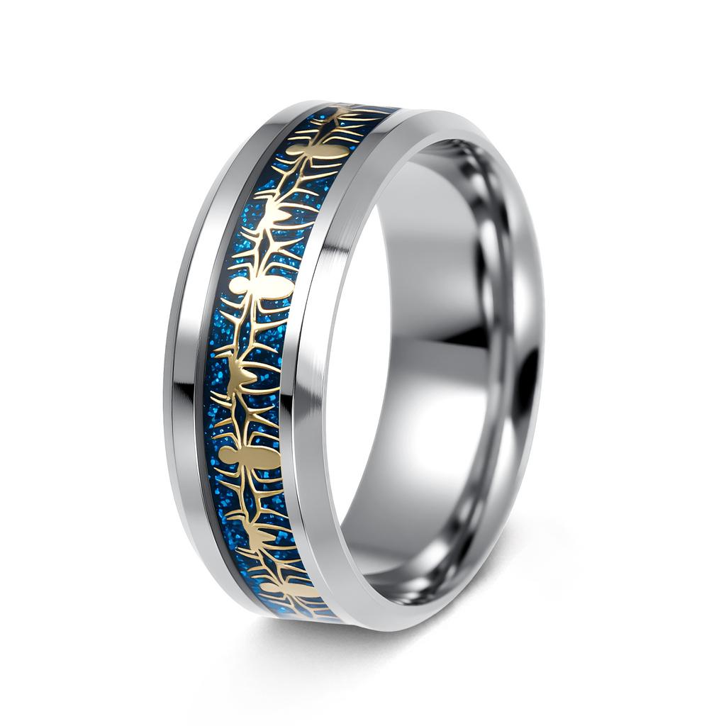 Men's Stainless Steel Ring European and American Jewelry New Men's Ring Spider Pattern Jewelry