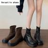 Chunky Women Slim Ankle Boots Fashion Elegant Back Zippers Shoes Thick High Heel Women's Morder Short Booties
