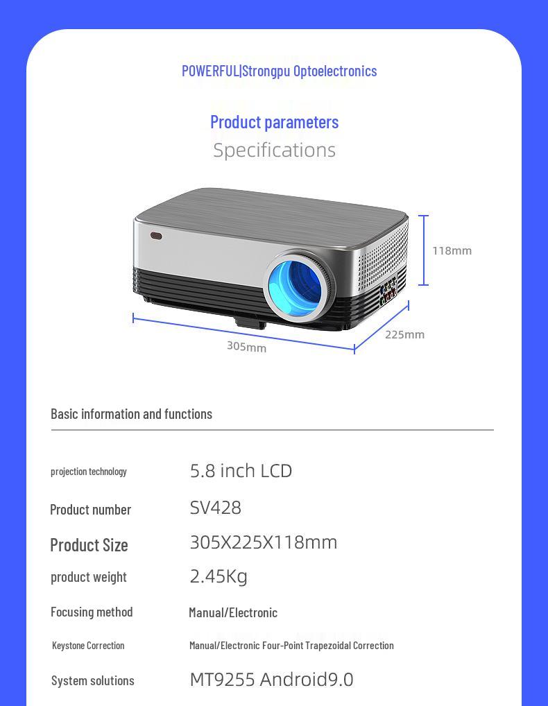 SV-428 4K Ultra HD Портативный домашний видеопроектор, высокая яркость