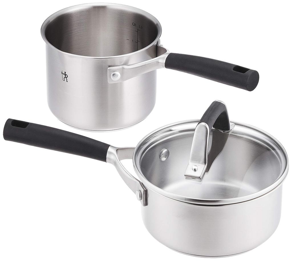Базовая мини-посуда Henckels Style, 3 шт., кастрюли и сковороды для обеих рук и одной руки, совместимые с IH, японский набор "HI Set" [Авторизованный продукт] 40590-002