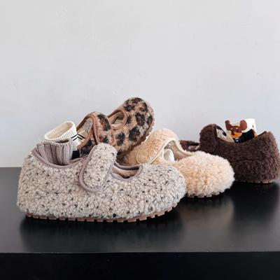 Внутреннее увеличение высоты обувь из овечьей шерсти женская новая корейская версия бархатные термохлопковые туфли на плоской подошве Мэри Джейн Дуду обувь на зиму