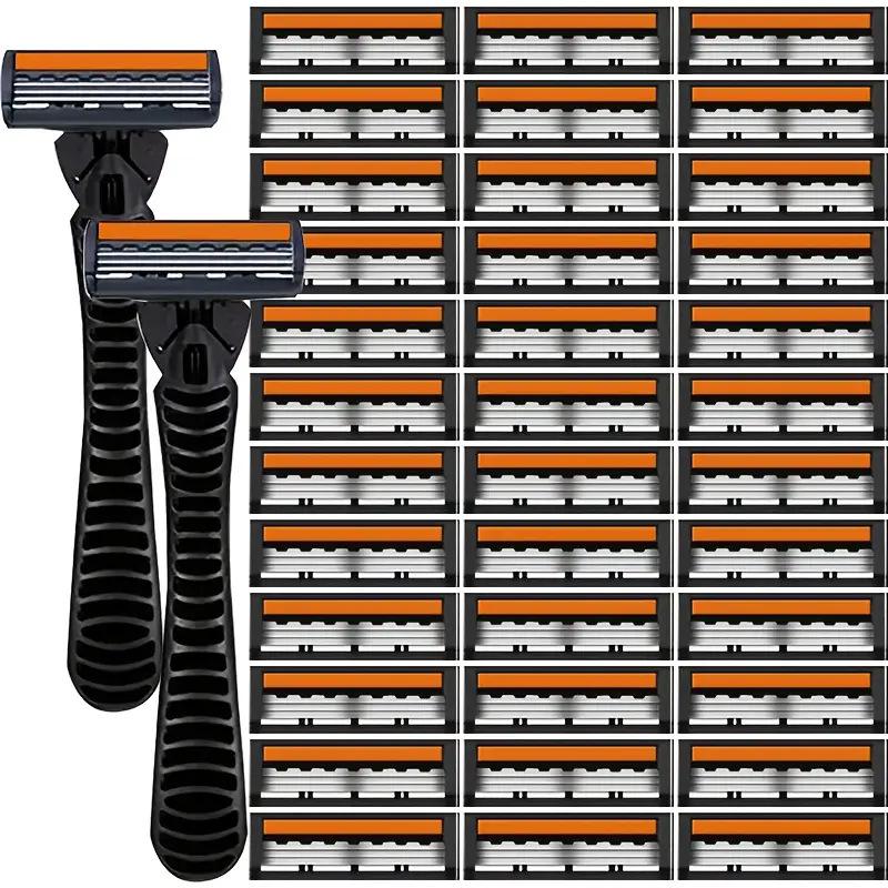 Прочное 3-слойное лезвие для безопасной бритвы из нержавеющей стали для легкого ручного удаления волос