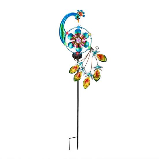 1/2 шт. Павлиньи солнечные уличные фонари Автоматическое включение/выключение Водонепроницаемые Легко установить Металлические садовые ветряные вертушки Многоцветная вращающаяся ветряная мельница