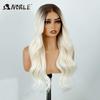 Noble Synthetic Lace Front Wigs For Women 26 Inch Long Wavy Ombre Blonde White Highlight Pre Plucked Pre-Cut Cosplay Lace Wigs