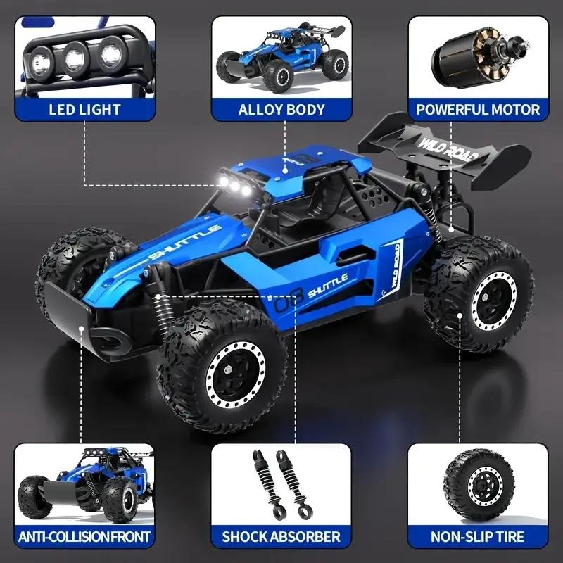 RC Off-Road Car 1:16 Scale All Terrain Fast RC Car 20KM/H High Speed 2WD Electric Vehicle with 2.4G Remote Control Monster Truck