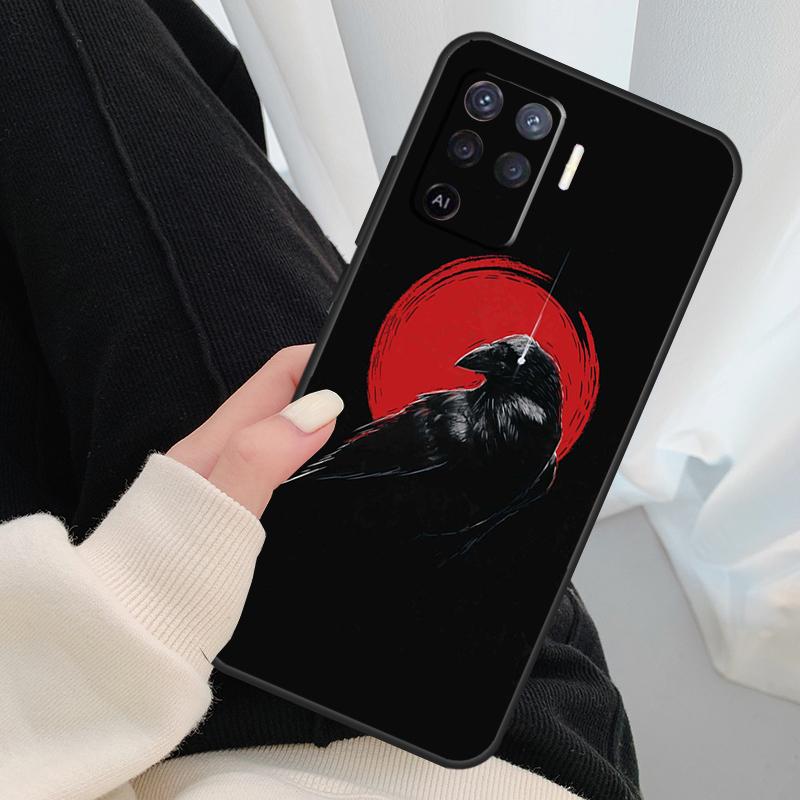 Crow Raven Dark Skull Case For Oppo A18 A38 A58 A78 A98 A80 A60 A40 A96 A76 A16 A94 A74 A54 A15 A17 A57 A77 A5 Pro