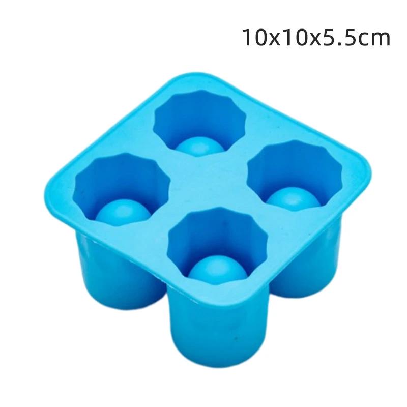 4 Cup Shape Silicone Ice Cube Mold Shot Glass IceMould Ice Cube Tray Summer Bar Party Beer Ice Cocktail Cold Drinking Tools