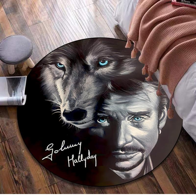 Johnny Hallyday Circular Rug - Office Decorative Carpet For Living Room Bedroom Door Mat Floor Rug Computer Chair Area Rug